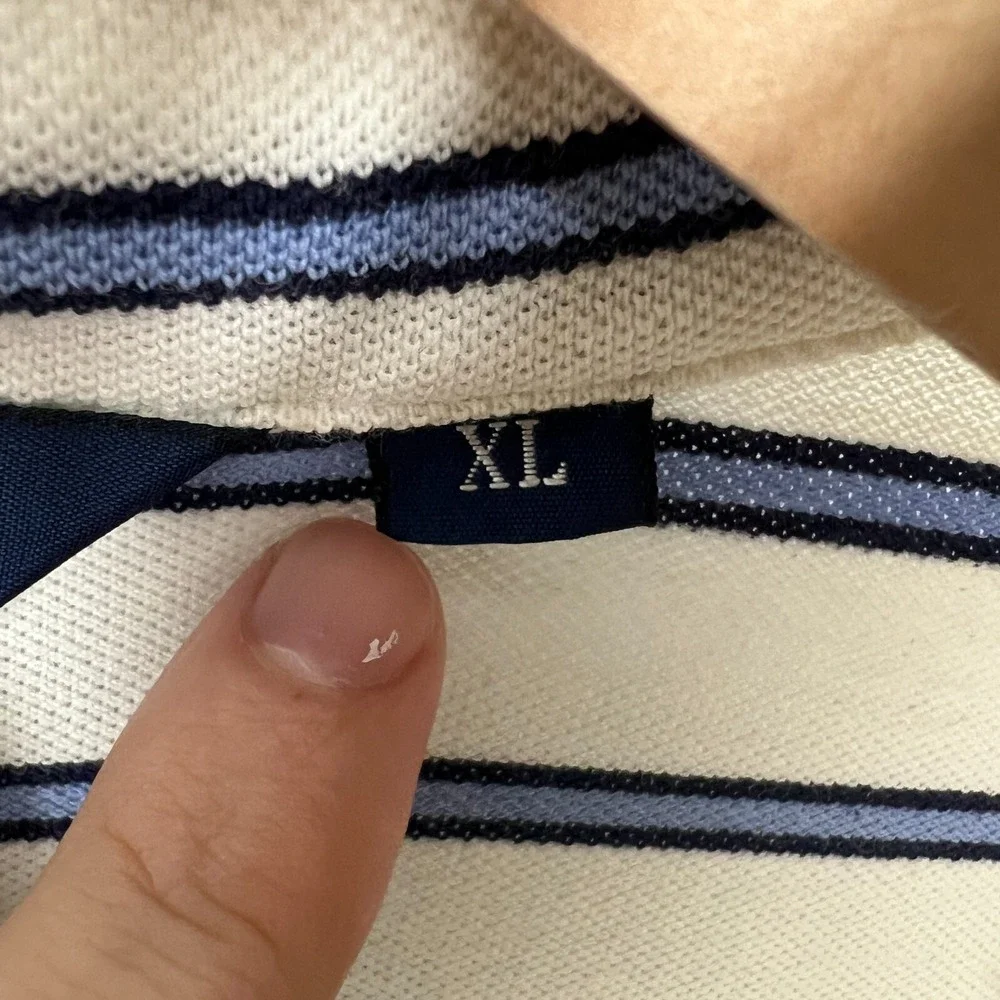 Polo Ralph Lauren Golf Polo Shirt Size XL White Blue‎ Striped Pique Pima Cotton